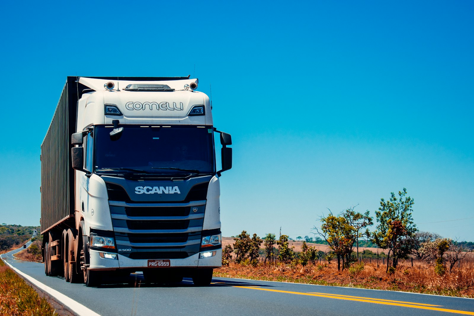 Trucks moving freight on a highway